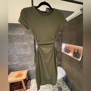 21 Saints Green Knit Open Side Mini Dress